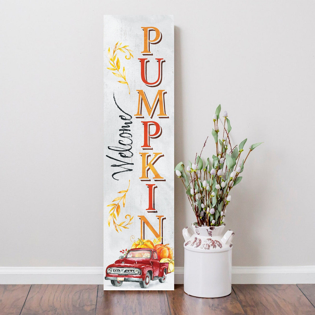 36in "Welcome Pumpkin" Fall Porch Sign - Rustic Harvest Decor for Front Door Display during Autumn Celebrations