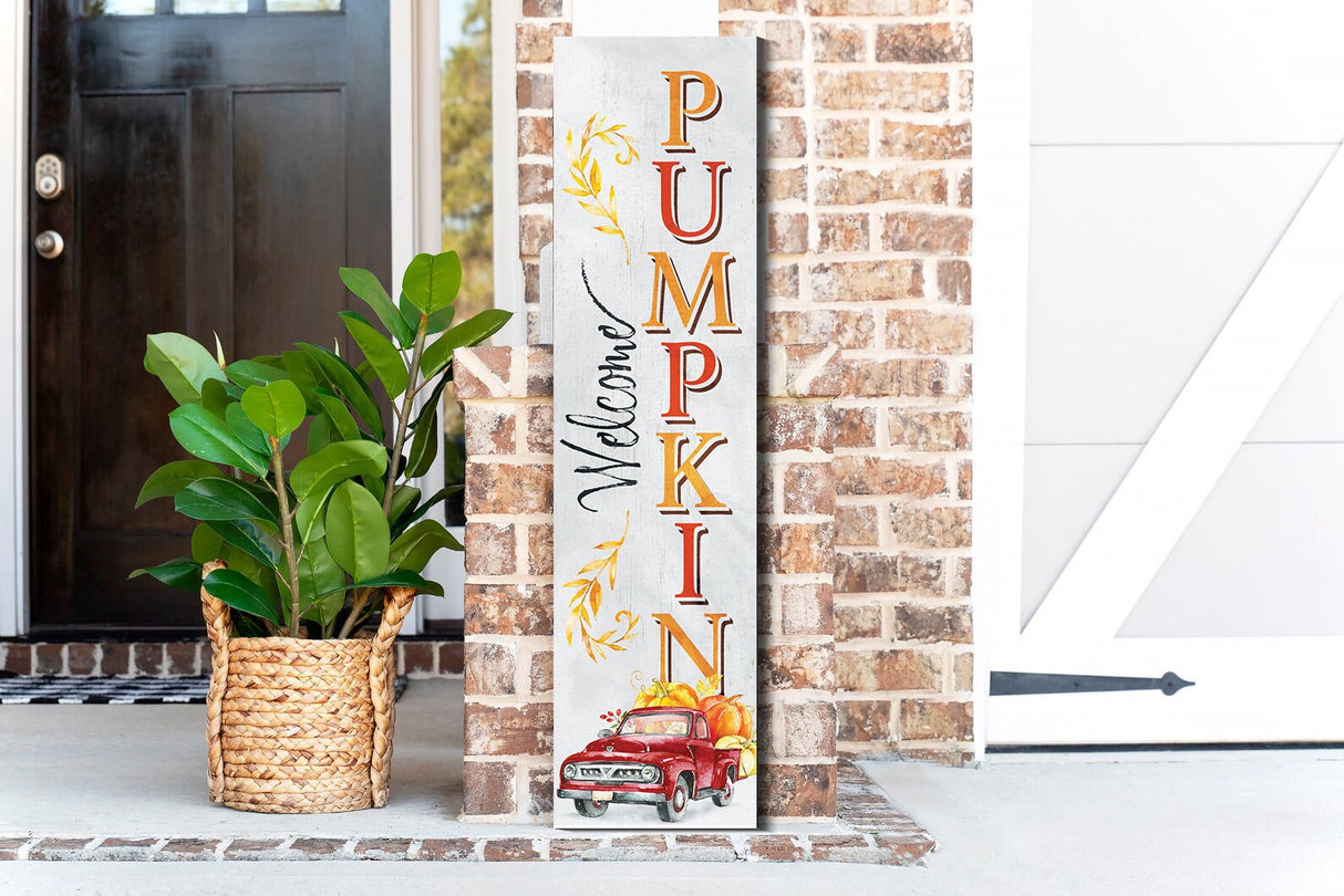36in "Welcome Pumpkin" Fall Porch Sign - Rustic Harvest Decor for Front Door Display during Autumn Celebrations