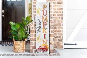 36in "Welcome Pumpkin" Fall Porch Sign - Rustic Harvest Decor for Front Door Display during Autumn Celebrations