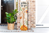 36in "Gobble Til You Wobble" Fall Porch Sign - Rustic Harvest Decor for Front Door Display during Thanksgiving Celebrations