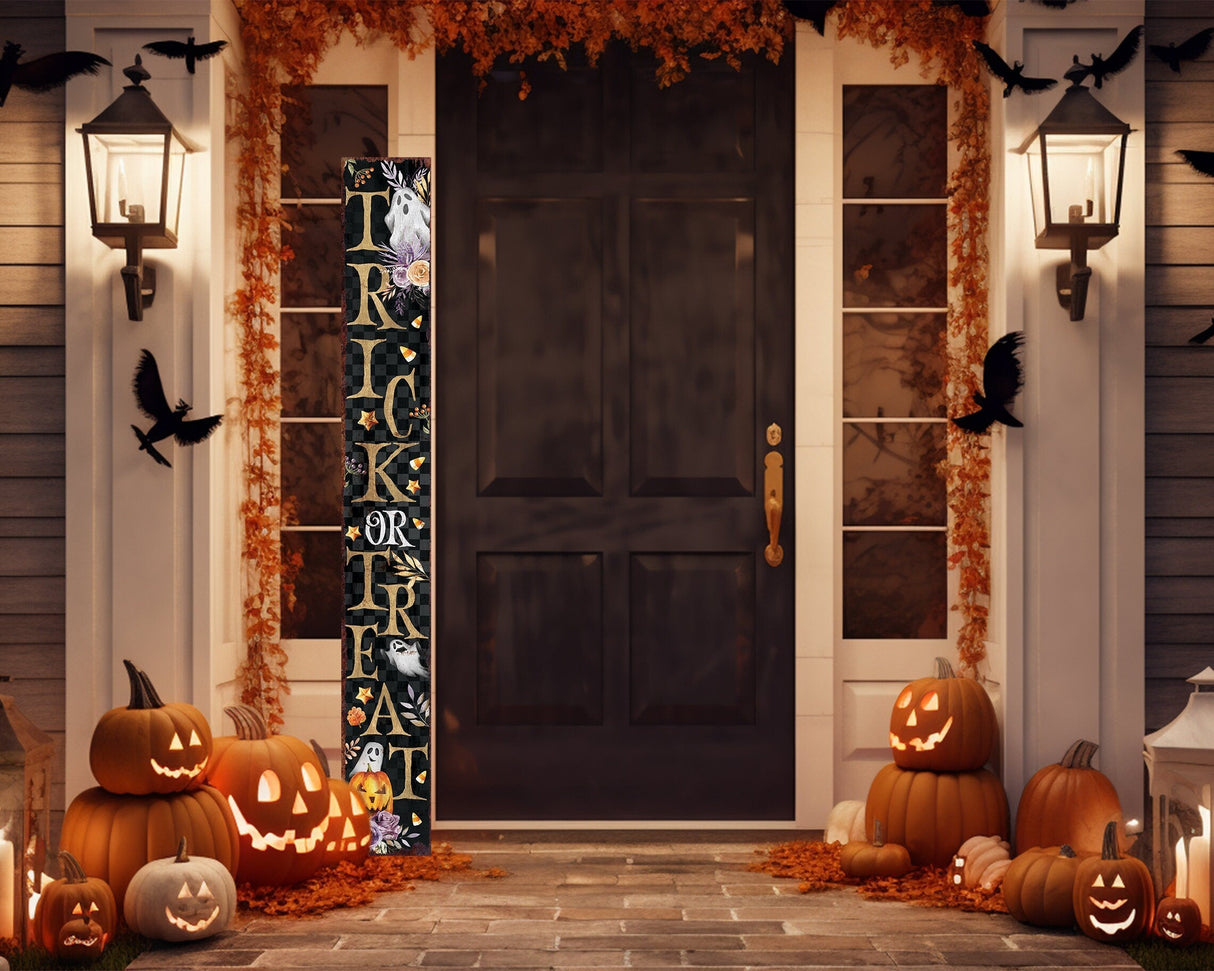 72in Trick or Treat Halloween Welcome Porch Sign Front Door Decor Halloween Decoration Rustic Modern Farmhouse Entryway Decor
