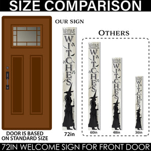 72-Inch "Welcome Witches" Wooden Halloween Sign - Spellbinding Front Door Decor for Porch, Entryway, and Spooky Season Festivities