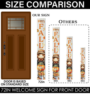 72in "Happy Fall Y'all" Porch Sign - Outdoor Decor for Front Door, Autumn, Harvest, and Thanksgiving Day Celebrations