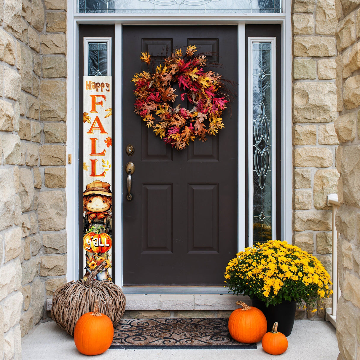 72in "Happy Fall Y'all" Porch Sign - Outdoor Decor for Front Door, Autumn, Harvest, and Thanksgiving Day Celebrations