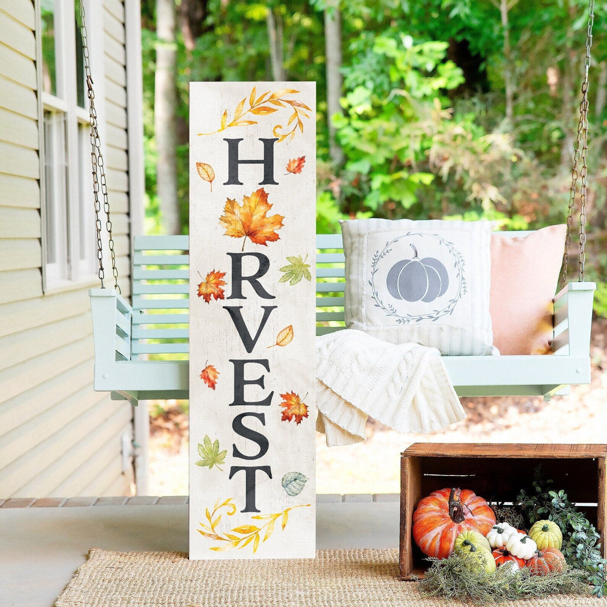 36in "Harvest" Fall Porch Sign | Modern Farmhouse Decoration | Ideal for Entryway, Mantle, Living Room, Kitchen, Porch Decor