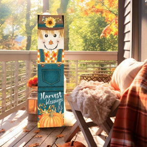 36in Harvest Blessings Scarecrow Outdoor Porch Sign - Fall Porch Leaner, Scarecrow Porch Decor, Fall Sign
