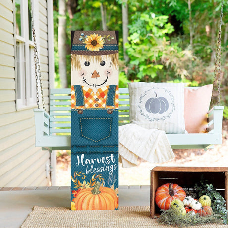 36in Harvest Blessings Scarecrow Outdoor Porch Sign - Fall Porch Leaner, Scarecrow Porch Decor, Fall Sign