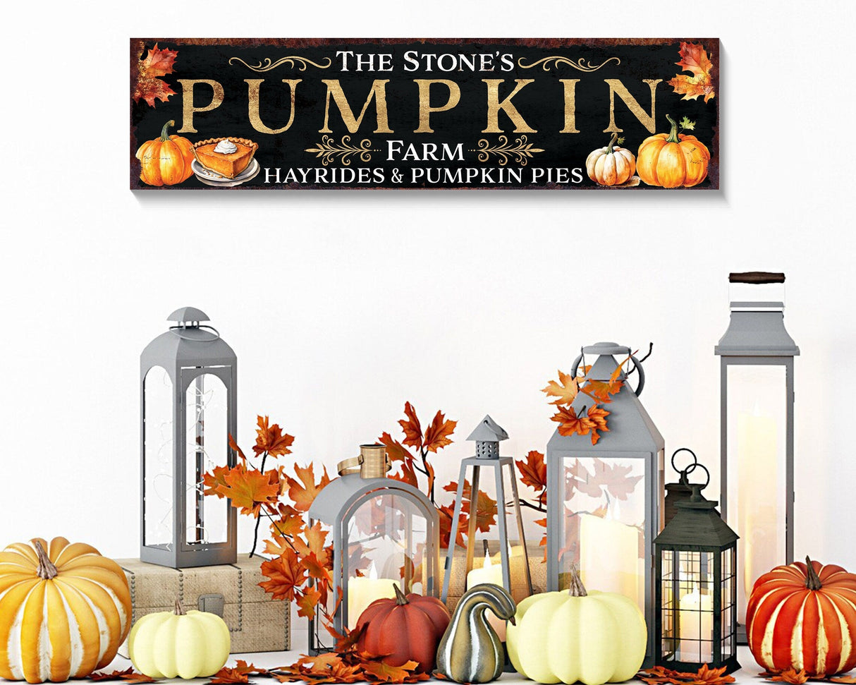 36in Personalized Pumpkin Farm Sign - Custom Family Name Pumpkin Farm Autumn & Fall Decor, Harvest Thanksgiving Sign