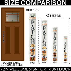 72in Wooden "Welcome to Our Patch" Halloween Porch Sign - Spooky and Charming Front Door Decor for Halloween Celebrations
