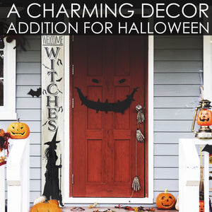 72-Inch "Welcome Witches" Wooden Halloween Sign - Spellbinding Front Door Decor for Porch, Entryway, and Spooky Season Festivities