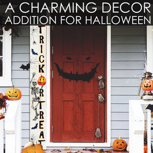 72-Inch Wooden "Trick or Treat" Skeleton Welcome Sign - Spooky Front Door Decoration  Rustic Halloween Accessory for Porch, Entryway