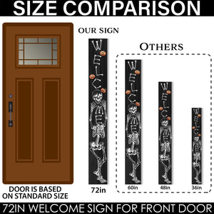 72in Wooden Halloween Skeleton Welcome Sign - Spooky Front Door Decor for Seasonal Celebrations