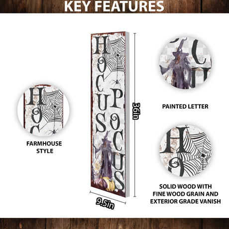 36in Hocus Pocus Halloween Porch Sign | Spooky Front Door Display | Hauntingly Festive Entryway Decor | Perfect for Halloween Celebrations