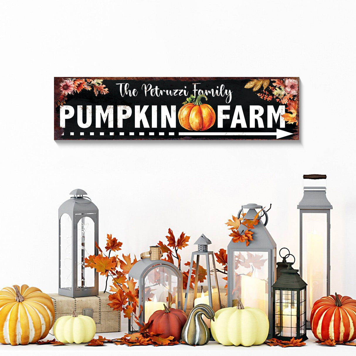 36in Personalized Family Name Fall Wall Decor - Autumn Harvest Decor for a Personalized Seasonal Touch