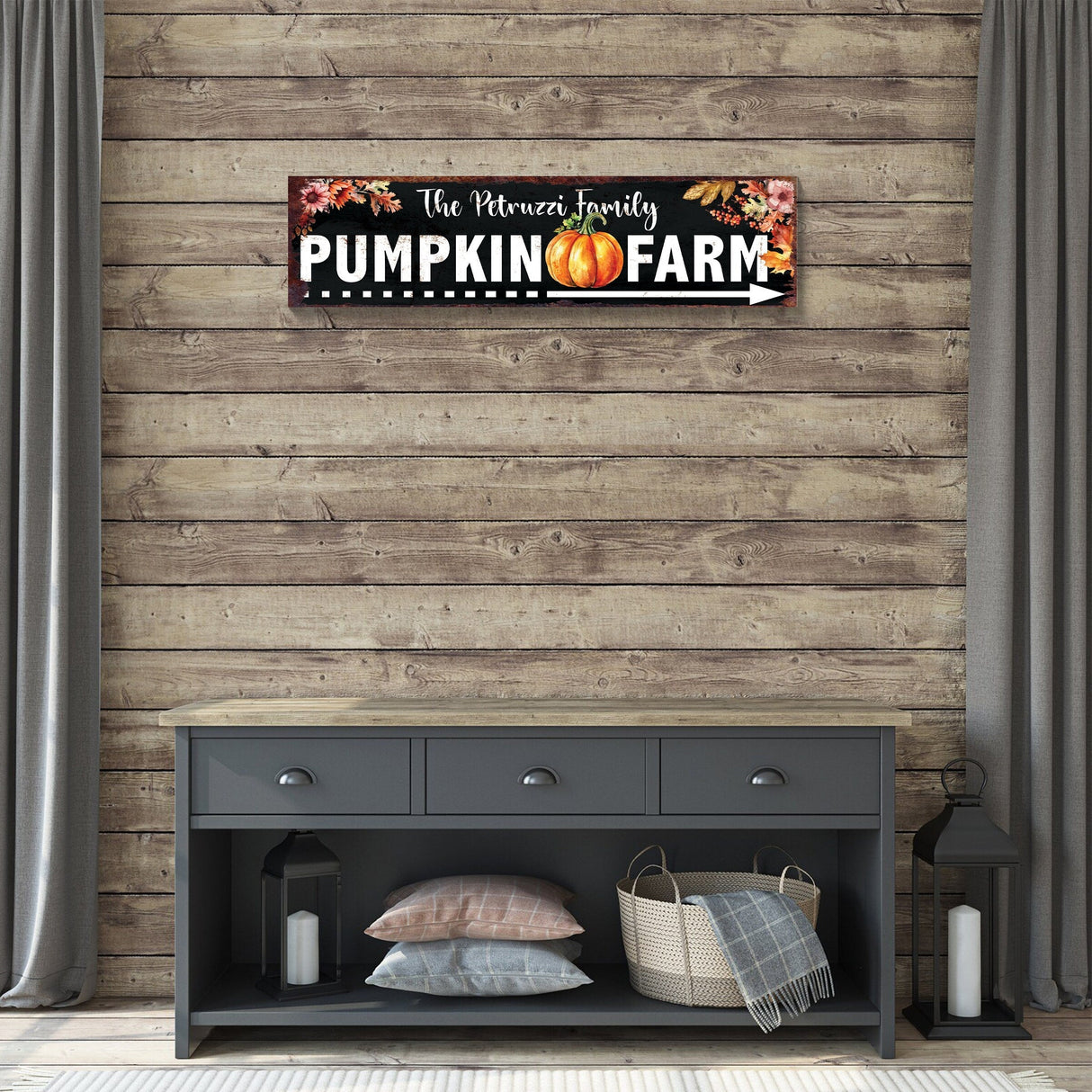 36in Personalized Family Name Fall Wall Decor - Autumn Harvest Decor for a Personalized Seasonal Touch