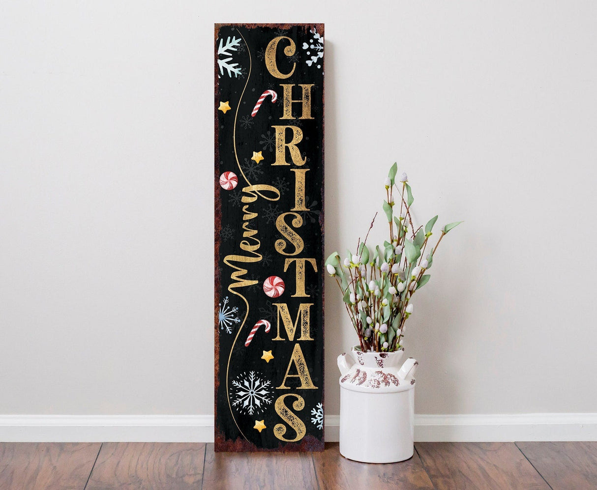 36in Merry Christmas Porch Sign - Front Porch Christmas Welcome Sign, Rustic Modern Farmhouse Entryway Board