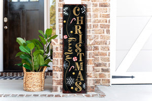 36in Merry Christmas Porch Sign - Front Porch Christmas Welcome Sign, Rustic Modern Farmhouse Entryway Board