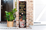 36in Eat, Drink, and Be Merry Christmas Porch Sign - Front Porch Christmas Welcome Sign, Rustic Modern Farmhouse Entryway Board