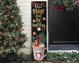36in Eat, Drink, and Be Merry Christmas Porch Sign - Front Porch Christmas Welcome Sign, Rustic Modern Farmhouse Entryway Board