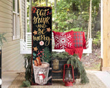 36in Eat, Drink, and Be Merry Christmas Porch Sign - Front Porch Christmas Welcome Sign, Rustic Modern Farmhouse Entryway Board