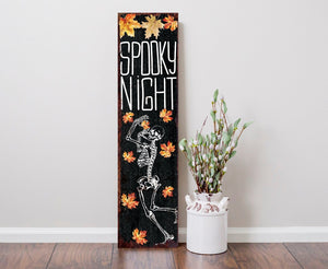 36in Spooky Night Halloween Porch Sign - Front Porch Halloween Welcome Sign, Rustic Modern Farmhouse Entryway Board