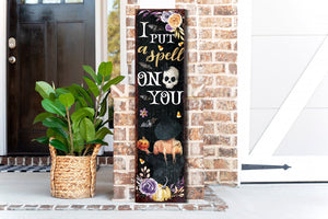 36in I Put a Spell on You Halloween Porch Sign - Front Porch Halloween Welcome Sign, Rustic Modern Farmhouse Entryway Board