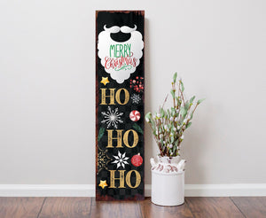 36-inch Ho Ho Ho Christmas Porch Sign - Front Porch Christmas Welcome Sign, Rustic Modern Farmhouse Entryway Board