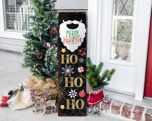 36-inch Ho Ho Ho Christmas Porch Sign - Front Porch Christmas Welcome Sign, Rustic Modern Farmhouse Entryway Board