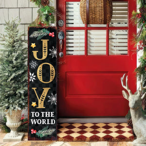 36in Joy to the World Christmas Porch Sign | Front Porch Welcome Sign | Rustic Modern Farmhouse Entryway Board