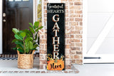 36in "Grateful Hearts Gather Here" Fall Porch Sign - Rustic Wooden Decor for Front Door Display during Autumn Celebrations
