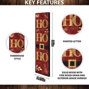 36in Ho Ho Ho Christmas Porch Sign - Front Porch Christmas Decor Sign, Modern Farmhouse Entryway Board