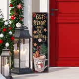 36in Eat, Drink, and Be Merry Christmas Porch Sign - Front Porch Christmas Welcome Sign, Rustic Modern Farmhouse Entryway Board