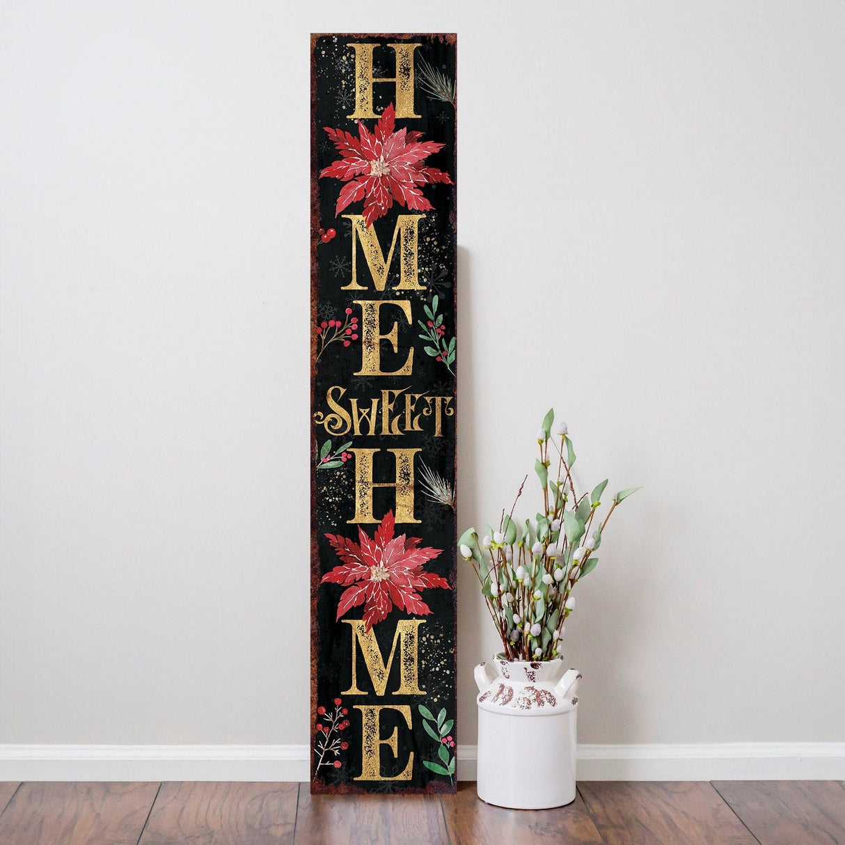 48in "Home Sweet Home" Christmas Porch Sign - Front Porch Christmas Welcome Sign, Rustic Modern Farmhouse Entryway Board