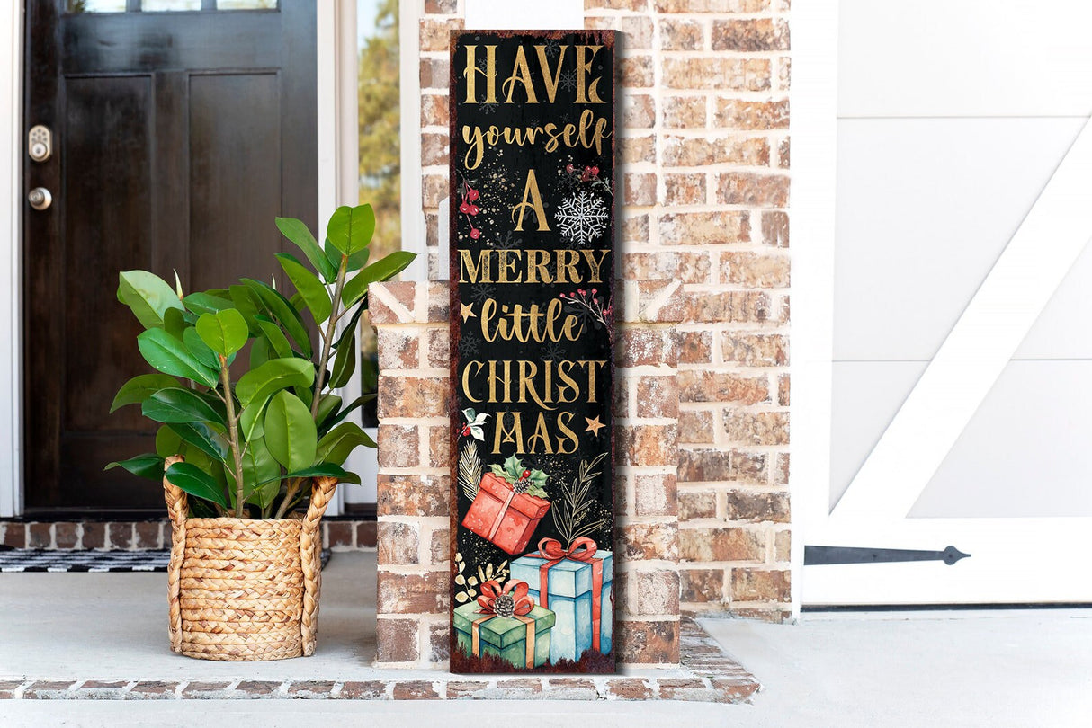36in "Have Yourself a Merry Little Christmas" Porch Sign - Front Porch Christmas Decor Welcome Sign, Rustic Modern Farmhouse Entryway Board