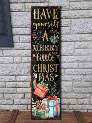36in "Have Yourself a Merry Little Christmas" Porch Sign - Front Porch Christmas Decor Welcome Sign, Rustic Modern Farmhouse Entryway Board