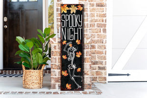 36in Spooky Night Halloween Porch Sign - Front Porch Halloween Welcome Sign, Rustic Modern Farmhouse Entryway Board
