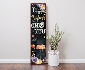 36in I Put a Spell on You Halloween Porch Sign - Front Porch Halloween Welcome Sign, Rustic Modern Farmhouse Entryway Board