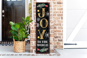 36in Joy to the World Christmas Porch Sign | Front Porch Welcome Sign | Rustic Modern Farmhouse Entryway Board