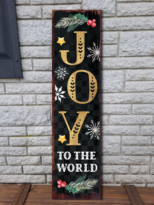 36in Joy to the World Christmas Porch Sign | Front Porch Welcome Sign | Rustic Modern Farmhouse Entryway Board