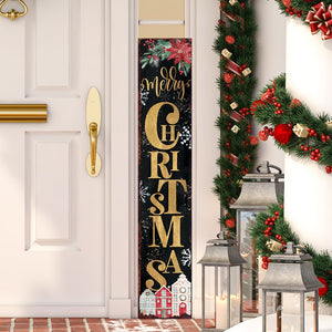 48in Merry Christmas Porch Sign - Front Porch Christmas Welcome Sign, Rustic Modern Farmhouse Entryway Board