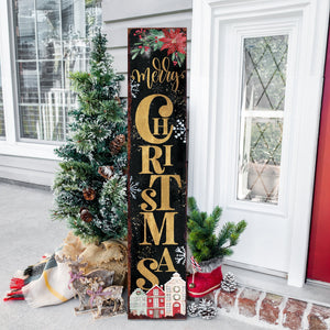 48in Merry Christmas Porch Sign - Front Porch Christmas Welcome Sign, Rustic Modern Farmhouse Entryway Board