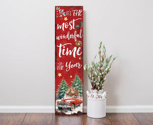 36in It's the Most Wonderful Time of the Year Christmas Porch Sign - Front Porch Christmas Welcome Sign, Modern Farmhouse Entryway Board