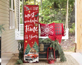 36in It's the Most Wonderful Time of the Year Christmas Porch Sign - Front Porch Christmas Welcome Sign, Modern Farmhouse Entryway Board