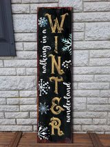 36in "Walking in a Winter Wonderland" Christmas Porch Sign - Front Porch Christmas Welcome Sign, Rustic Modern Farmhouse Entryway Board