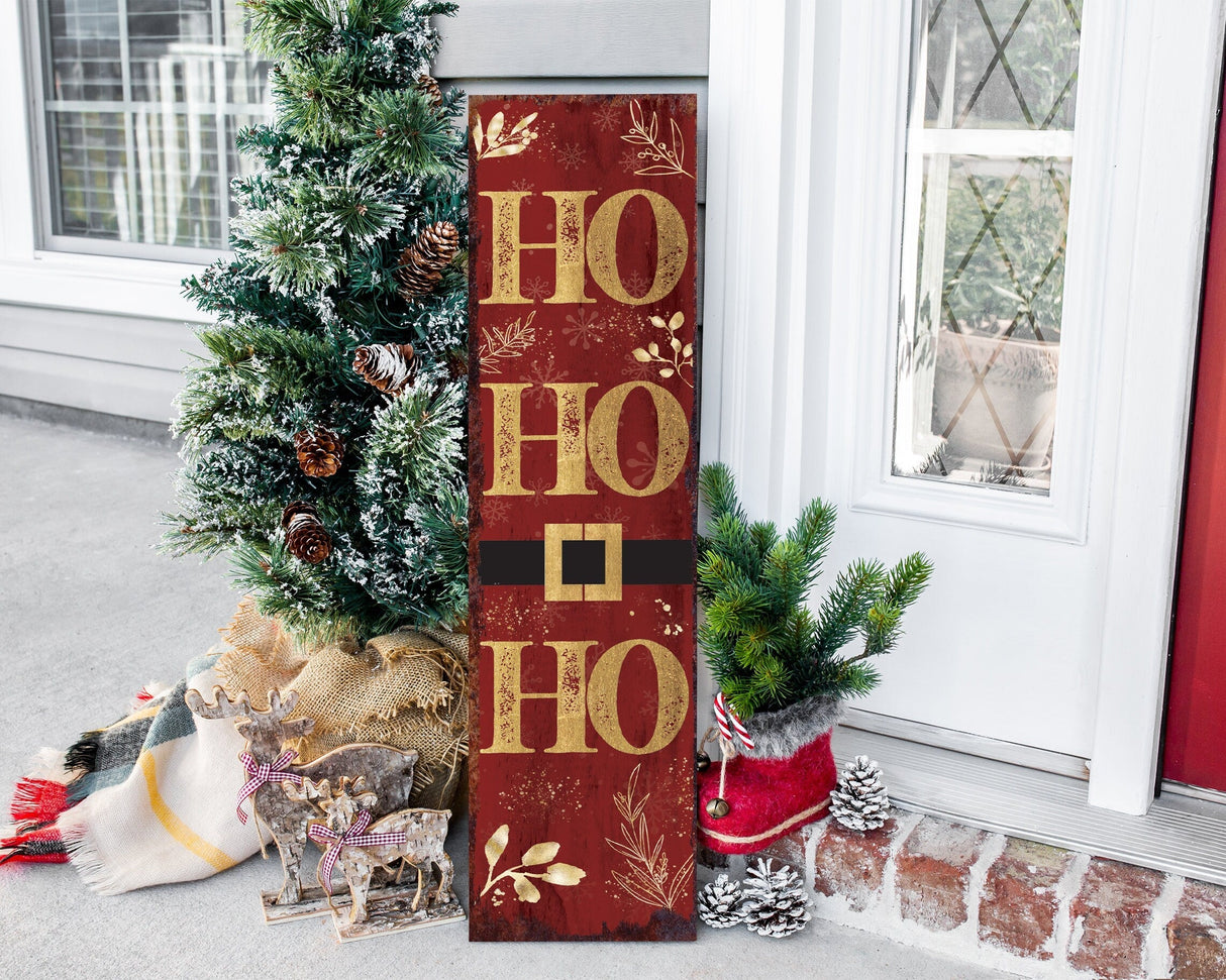 36in Ho Ho Ho Christmas Porch Sign - Front Porch Christmas Decor Sign, Modern Farmhouse Entryway Board