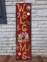 36in Welcome Christmas Porch Sign - Front Porch Christmas Welcome Sign, Rustic Modern Farmhouse Entryway Board