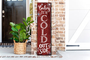 36in "Baby It's Cold Outside" Christmas Porch Sign | Front Porch Welcome Display | Rustic Modern Farmhouse Decor | Festive Entryway Board