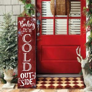 36in "Baby It's Cold Outside" Christmas Porch Sign | Front Porch Welcome Display | Rustic Modern Farmhouse Decor | Festive Entryway Board