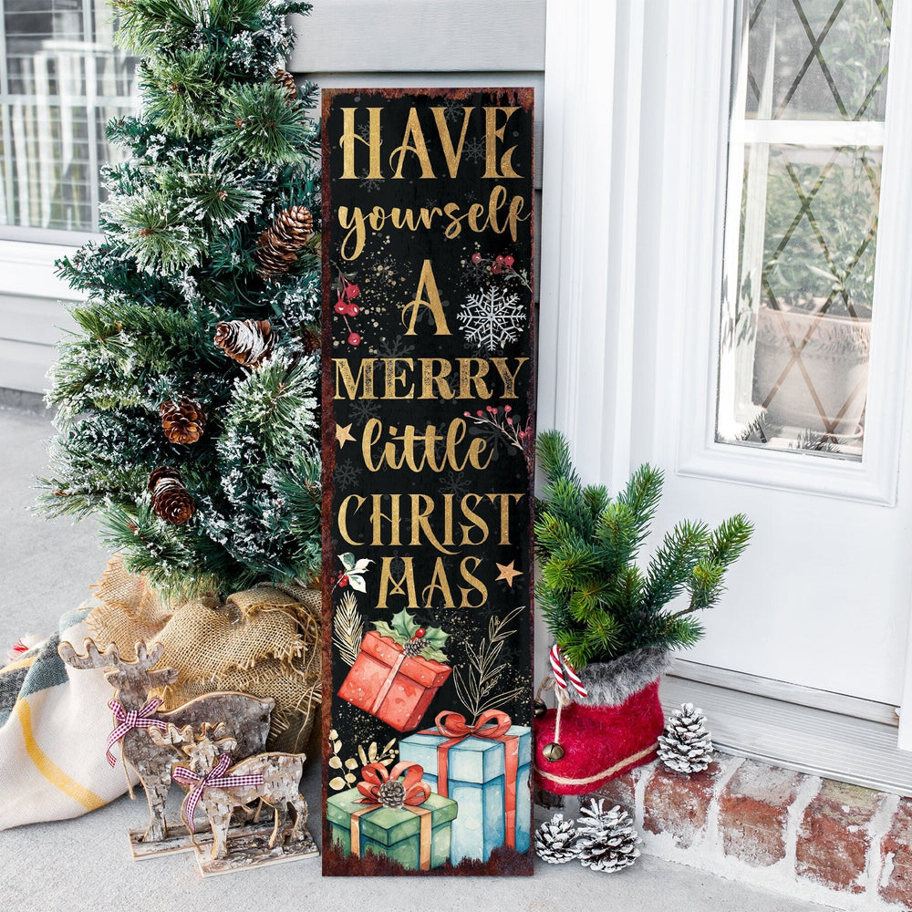36in "Have Yourself a Merry Little Christmas" Porch Sign - Front Porch Christmas Decor Welcome Sign, Rustic Modern Farmhouse Entryway Board