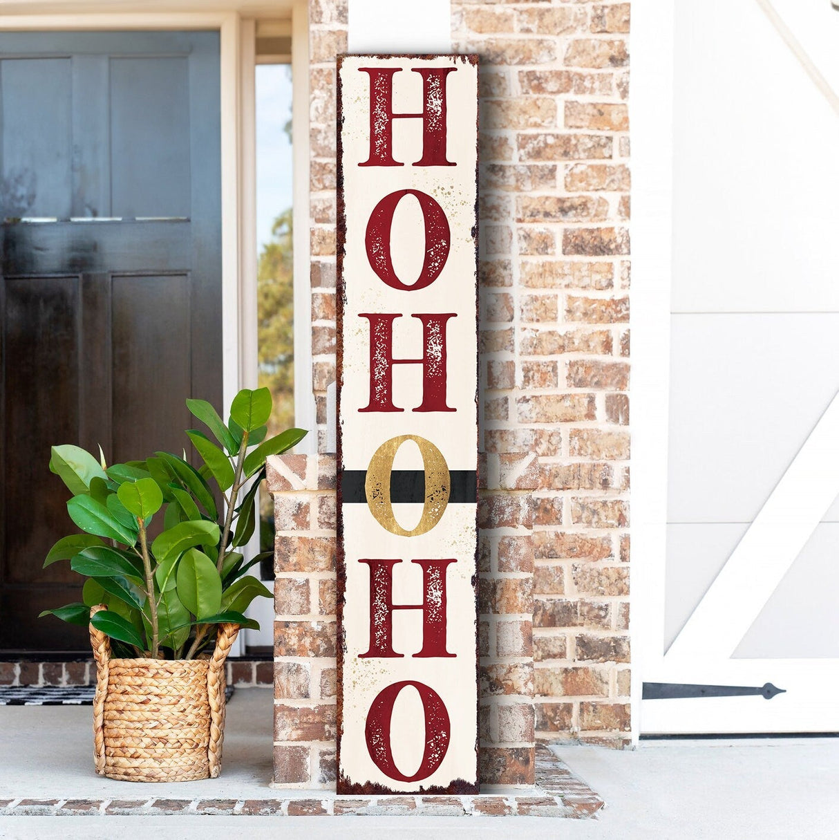 48in "Ho Ho Ho" Christmas Porch Sign | Front Porch Welcome Decor | Rustic Modern Farmhouse Entryway Board